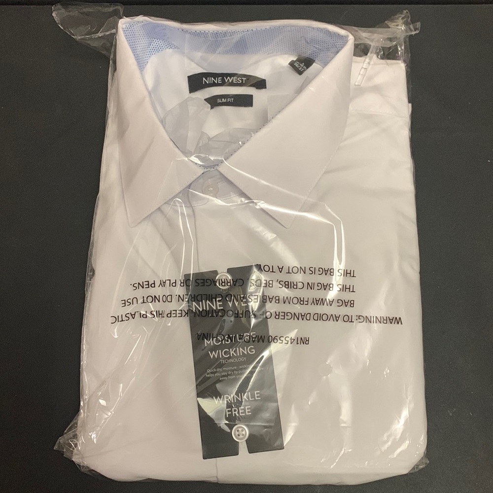 Nine West slim fit men’s dress shirt, white